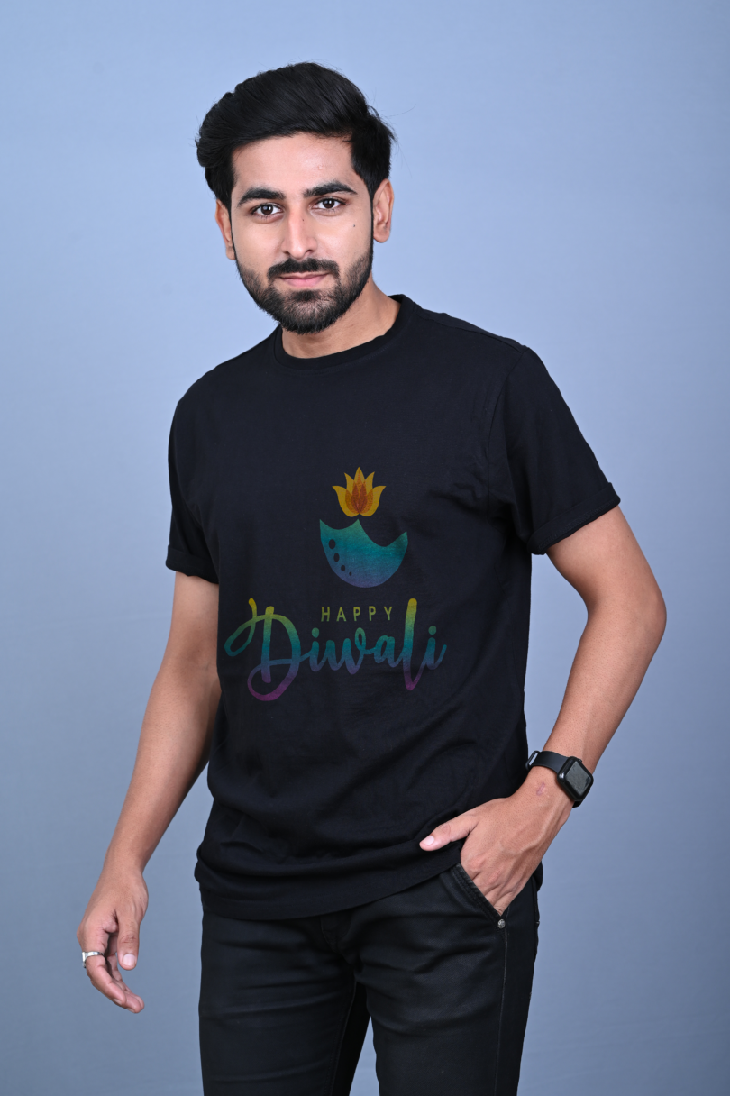 Diwali Cotton T-shirt, Men's T-shirt, Black T-shirt