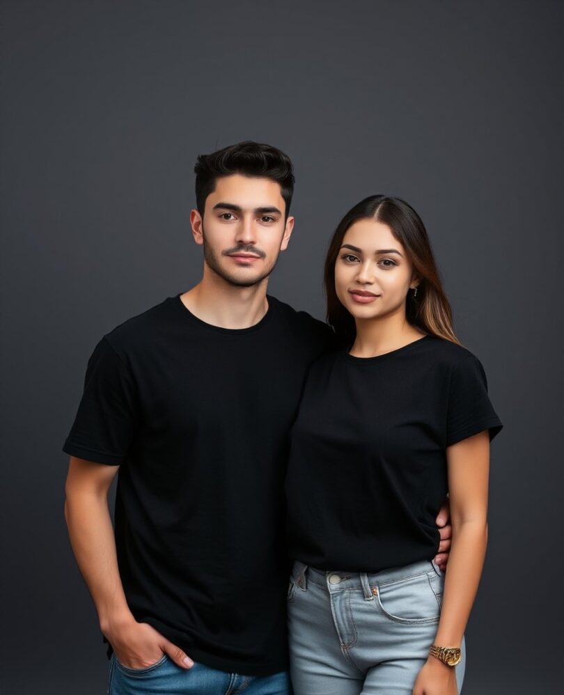 Bio wash pure cotton oversized Couple t-shirt black