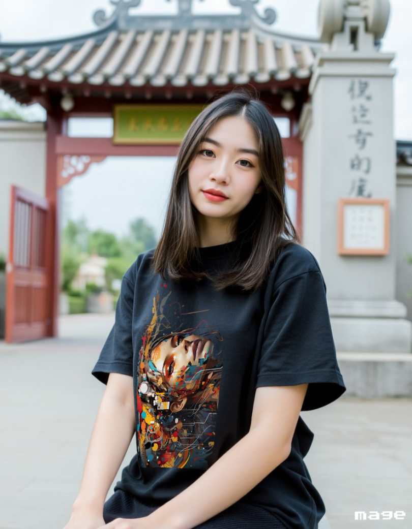 Bio wash pure cotton oversized unisex t-shirt black abstract