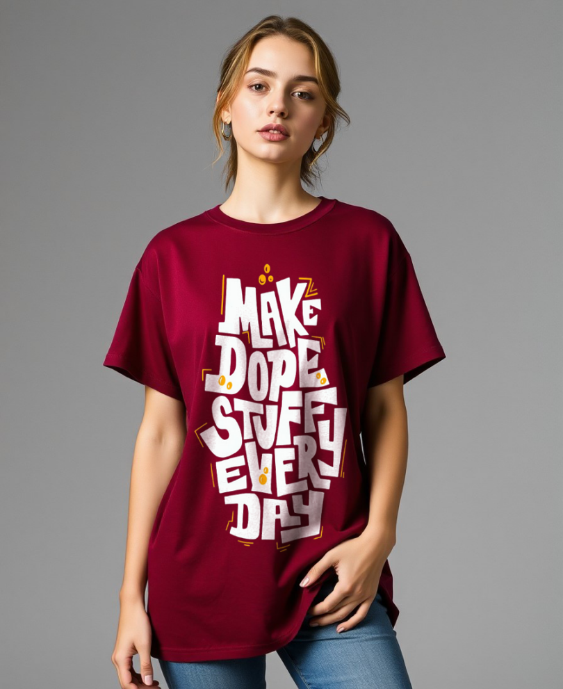 Bio wash pure cotton oversized unisex t-shirt maroon