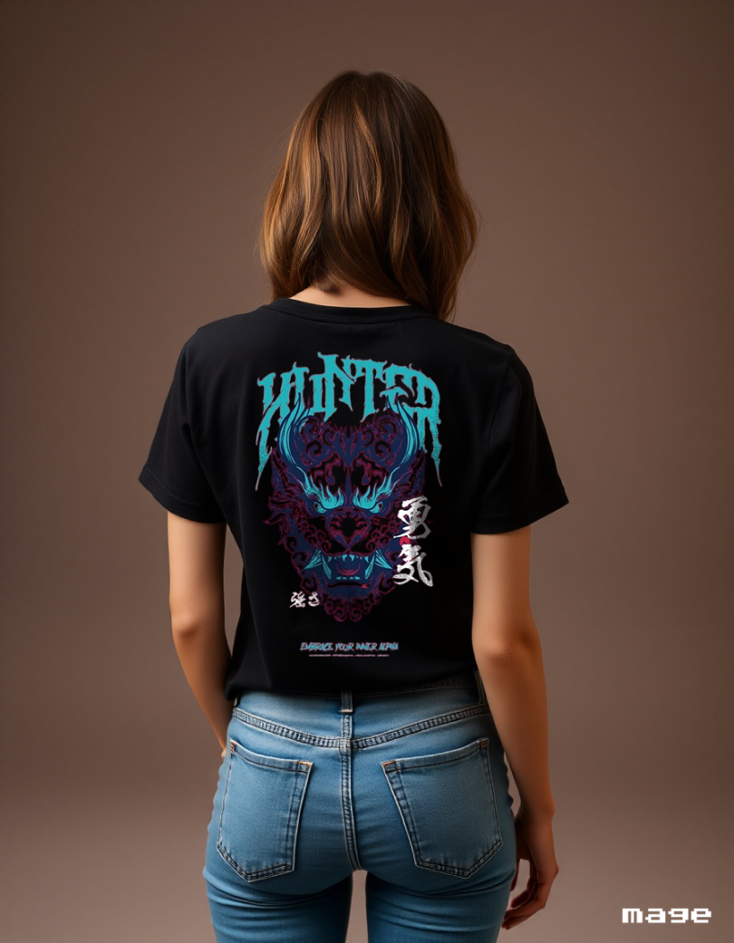 Bio wash pure cotton oversized unisex t-shirt black hunter