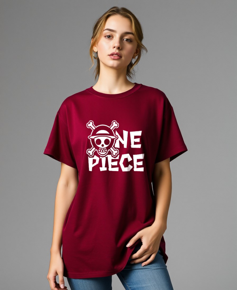 Bio wash pure cotton oversized unisex t-shirt maroon