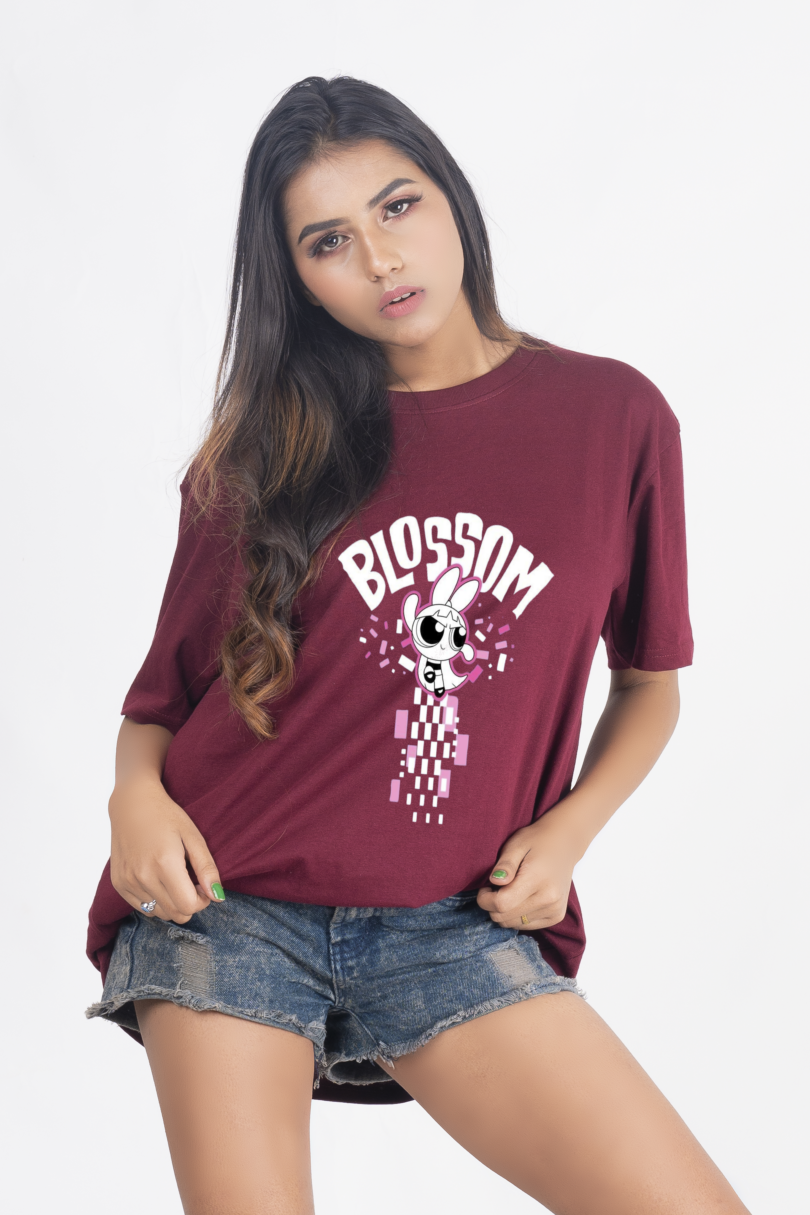 Bio wash pure cotton fabric oversized unisex maroon t-shirt