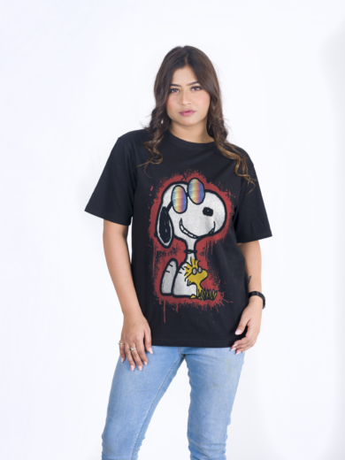 Bio wash pure cotton oversized unisex t-shirt black