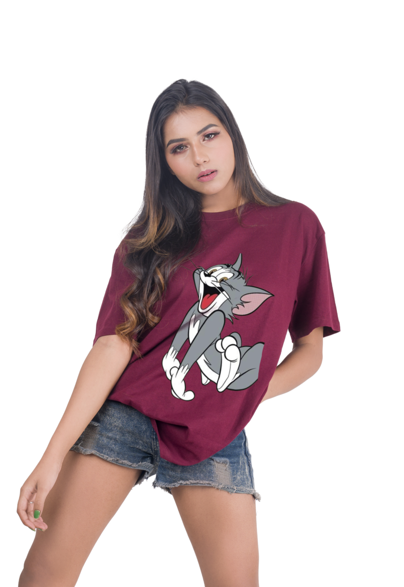 Bio wash pure cotton fabric oversized unisex maroon t-shirt